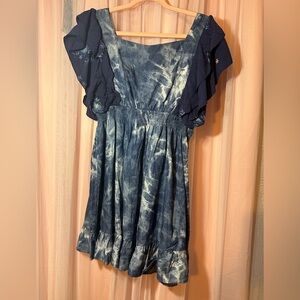 Blue Tie-Dye Women's apron dress